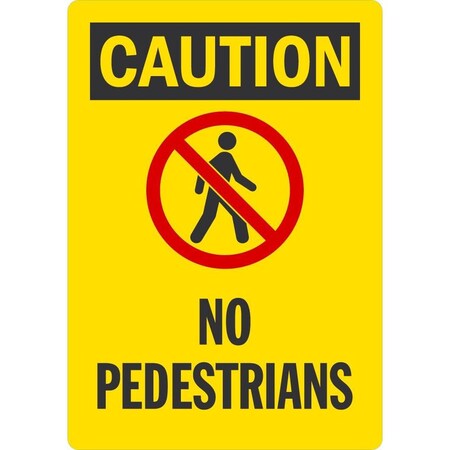 Lyle Caution (Sym) No Pedestrians, 3.5x5, Non-Reflective, Yellow G-14648-ND_3.5x5