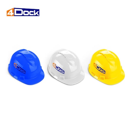 4Dock Yellow Vented Cap Style Hard Hat, 4-Point Ratchet Suspension, 3PK HH001