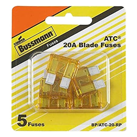 Eaton Bussmann Automotive Fuse, Blade Fuse, 32 VDC, 20 A, 1 kA Interrupt BP/ATC-20-RP