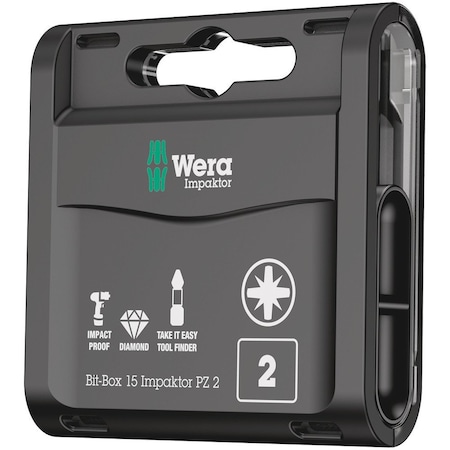 Wera Bit-Box 15 Impaktor PZ, PZ 2 x 25 mm, 15 pieces 5057763001