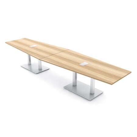 Skutchi Designs Hexagon Conference Table With Power Unit, 48 in W, 168 in L, Brown HAR-HEX.IR-48X168-DOU.BK-K525-EBLK