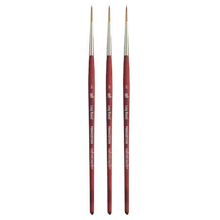Princeton Velvetouch Long Round Brush, Synthetic Bristles, Short Handle Mixed Media Paintbrush, Size 2, 3PK P3950LR2