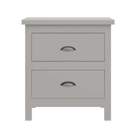 Homeroots 16" Gray Two Drawer Solid Wood Nightstand 518914
