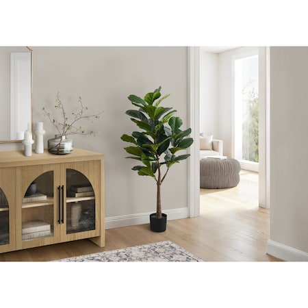 Monarch Specialties Artificial Plant, 47" Tall, Fiddle Tree, Indoor, Faux, Fake, Floor, Greenery, Potted, Real Touch I 9515