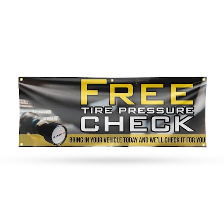 Signmission Free Tire Pressure Check, 24 Inch x 72 Inch, Vinyl Banner B-72-30647