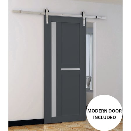 Sartodoors Sturdy Barn Door Frosted Glass 24x80 Solid Core Modern Interior VEREGIO7288BD-S-ANT-24