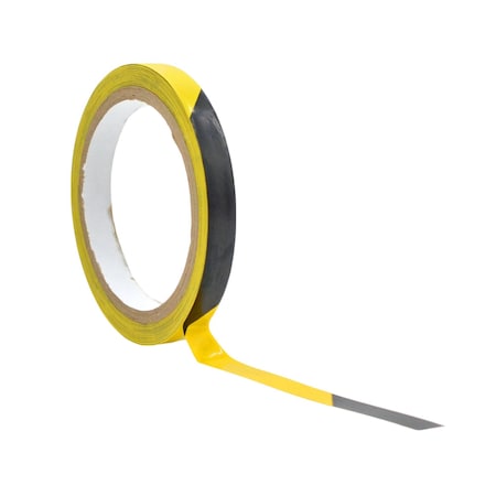 Wod Tape PVC, Black/Yellow, 1/2 inch (12mm) W., 6 mil Thickness, 96 PK WOD VSWT186-00500-96-18-BY