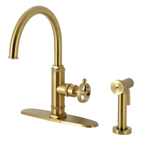 Kingston Brass Single-Handle Kitchen Faucet, Brushed Brass KSD2437RNK