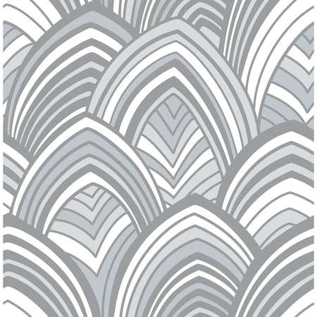 A-Street Prints Cabarita Grey Art Deco Flocked Leaves Wallpaper 2969-87353