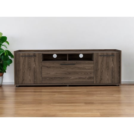 Homeroots 59" Brown Wood Enclosed and Open Storage TV Stand 535162