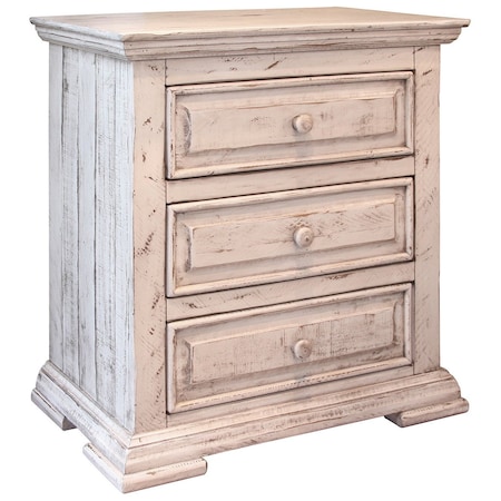 Homeroots 32" White Solid Wood Three Drawer Nightstand 527050