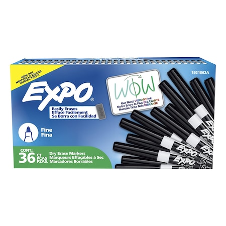 Expo Low Odor Dry Erase Markers, Fine Tip, Black, 36 Count, 36PK 1921062