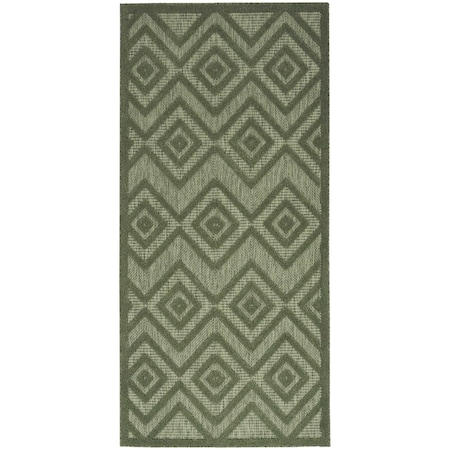 Homeroots 2' X 4' Dark Green And Light Green Geometric Indoor Outdoor Area Rug 573844