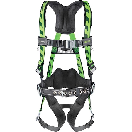 Miller Premium Breathable Full-Body Harness w/Steel Hardware, 5 Points of Adjustment, Back/Side D-Rings, Quic AC-QC-BDP/4XLGN