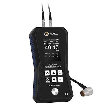 Pce Instruments Ultrasonic thickness gauge, 1.2-300 mm range with 2.5 MHz cast-material probe PCE-TG 150A F25