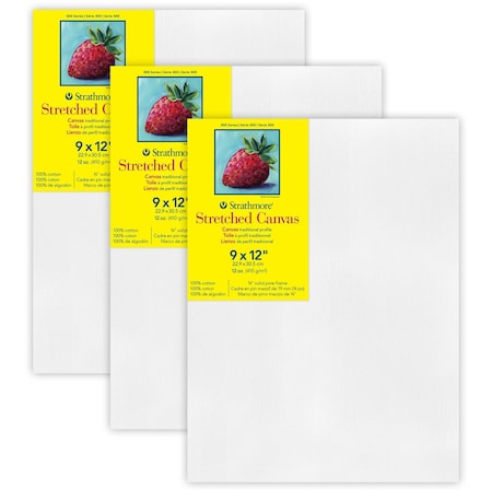 Strathmore 300 Series Traditional Stretched Canvas, 9x12 inch, 3PK P313-09