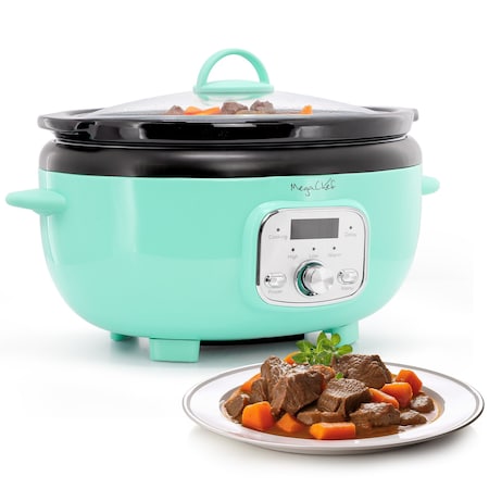 Megachef 3.7 Quart Oval Electric Slow Cooker in Turquoise MCSC-OV350T