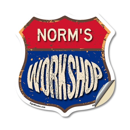 Signmission Norm's Workshop, 12 Inch X 12 Inch, Vinyl Decal SHI-D-12-489-NORM