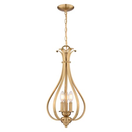 Vaxcel Monrovia 3-Light Muted Brass Gold Open Cage Teardrop Lantern Pendant Light for Foyer P0465