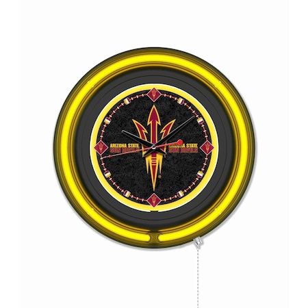 Holland Bar Stool Arizona State University Pitchfork 15 Double Neon Wall Clock Clk15BK