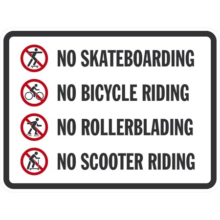 Lyle No Skateboarding No Bicycle Riding No Roller Blading No Scoo, 24x18, Diamond Grade, White G-11812-DG_24x18