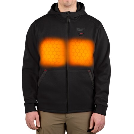 Milwaukee Tool Men's Heated Hoodie, Up to 8 hours Time, Zipper Closure, Black, Size 2XL M200B-202X