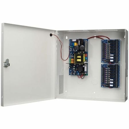 Securitron Power Supply with Enclosure 4A, 12/24VDC, 8 Outputs, 1A PTC Polyswitch, 8 Relays, Fire Trigger AQD4-8C8R1