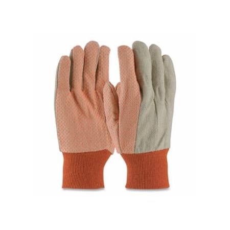 Anchor Brand Premium Grade Canvas Dotted Gloves, 10 oz Cotton, Mens, Natural/Orange, 12PK 101-1090