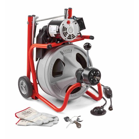 Ridgid K-400 Machine with Gloves & Std. Equipment: C-31 IW 3/8" x 50' (10 mm x 15.2 m) Solid Core 26993