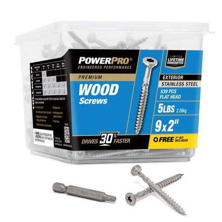 Hillman Power Pro No. 9 Ga. X 2 in. L Stainless Steel Star Flat Head Exterior Deck Screws 5 lb 539 p 48626V4