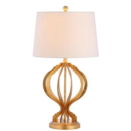 Jonathan Y Sebastian 28.5" Metal Trellis LED Table Lamp, Gold Leaf JYL3025A