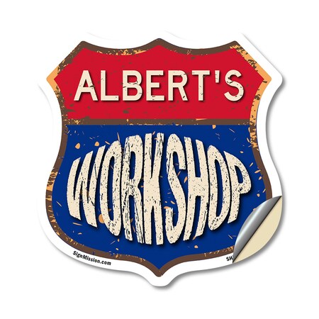 Signmission Albert's Workshop, 18 Inch X 18 Inch, Vinyl Decal SHI-D-18-489-ALBERT
