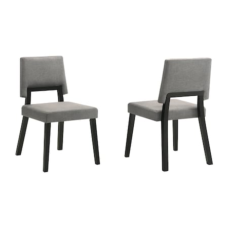 Armen Living Channell Wood Dining Chair in Black Finish with Charcoal Fabric - Set of 2 LCCHCHBLKCH