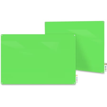 Ghent Dry Erase Board, Glass, 48 in, 72 in, No Frame Frame, Green, Gloss HMYRM46GN