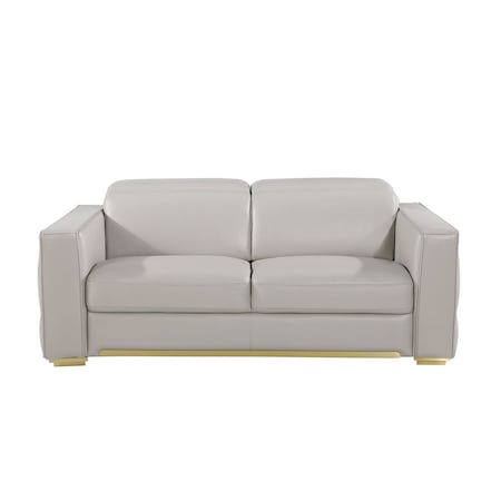 Homeroots 71in Dark Gray and Silver Italian Leather Loveseat 720480