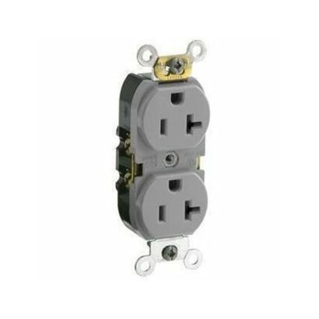 Leviton Duplex Receptacle Outlet, 20A, Gray, 125V CR020-GY