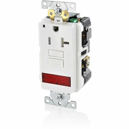 Leviton Self-Test GFCI Receptacle, Combination with Light, 20 Amp, 125 Volt, 5-20R NEMA GFPL2-PLW