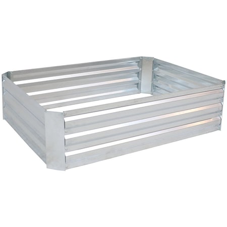 Homeroots 12in X 48in Silver Steel Rectangular Raised Garden Bed 668471