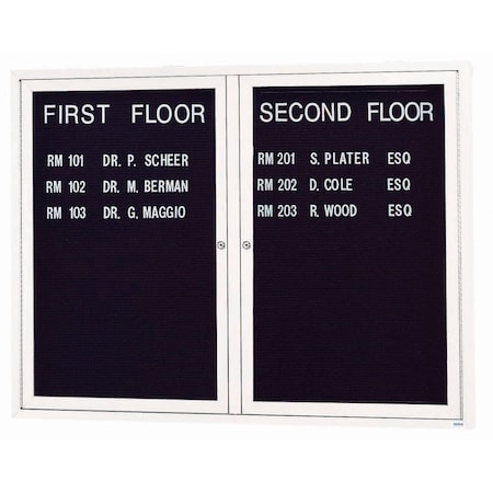 Aarco Outdoor Enclosed Directory w/ Al Frame, Powder Coated White, Letter Panel is Black Vinyl, 36''Hx48''W OADC3648W