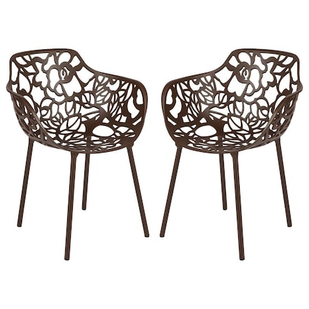 Leisuremod Modern Devon Aluminum Armchair, Brown, 2PK DCA23BR2
