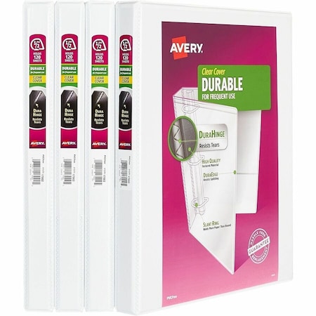 Avery Durable View 3 Ring Binders, 0.5 in, PK4 03362