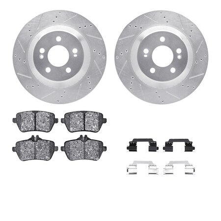 Dynamic Friction Co DFC Rotors-Drilled & Slotted-Silver w/ EURO 5000 Ceramic Brake Pads Incl Hdw 7612-63095