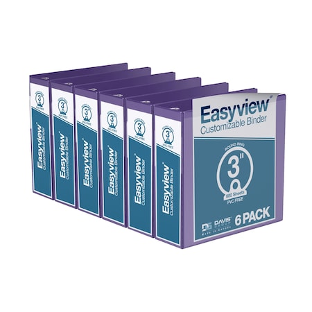 Davis Group Easyview Premium, Round Ring, Customizable, View Binder, (Purple, 3"), PK6 8414-69-06