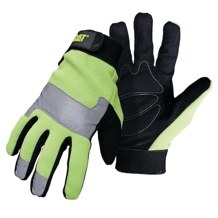 Cat Utility Gloves, M, Synthetic Leather, Black/Fluorescent Green CAT012214M