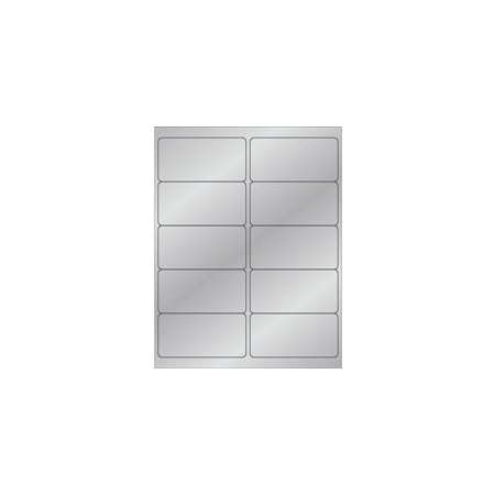 Bubblefast 4 x 2'' Silver Foil Rectangle Laser Labels-10 Labels per Sheet BFLL211SR