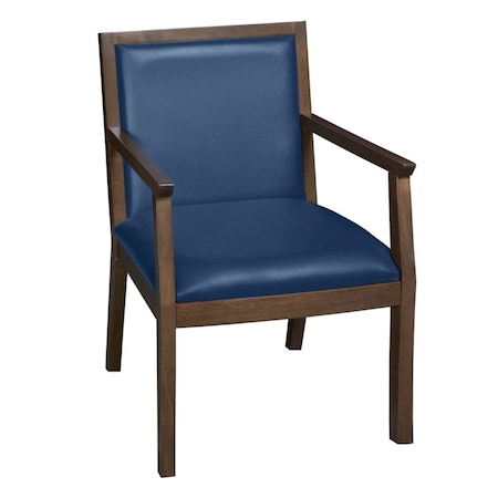 Regency Regent WallGuard Guest & Reception Waiting Room Wood Side Chair - Neo Walnut / Navy Blue Vinyl 9875NWNV