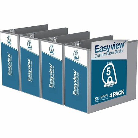 Davis Group Easyview Premium, Angle D Ring, Customizable, View Binder, (Grey, 5"), PK4 8407-07-04