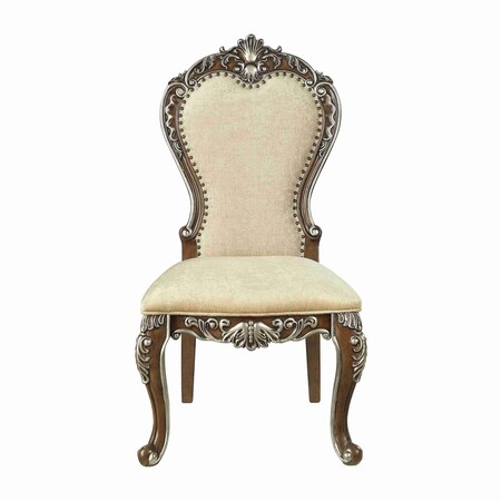 Homeroots Set of Two Gray and Oak Upholstered Chenille And Solid Wood Dining Side Chairs, 2PK 573419