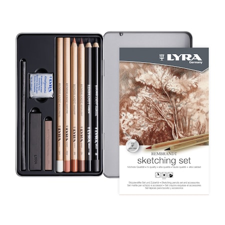 Lyra Rembrandt Sketching Pencil Set Tin, Assorted, 11-Piece Set L2051110