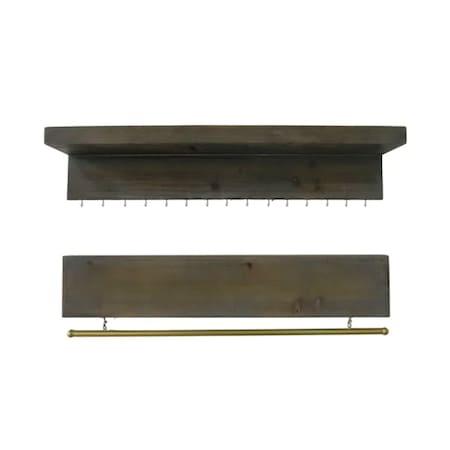 Homeroots Set Of Two Brown Wood Wall Mounted Accent Shelf 634520